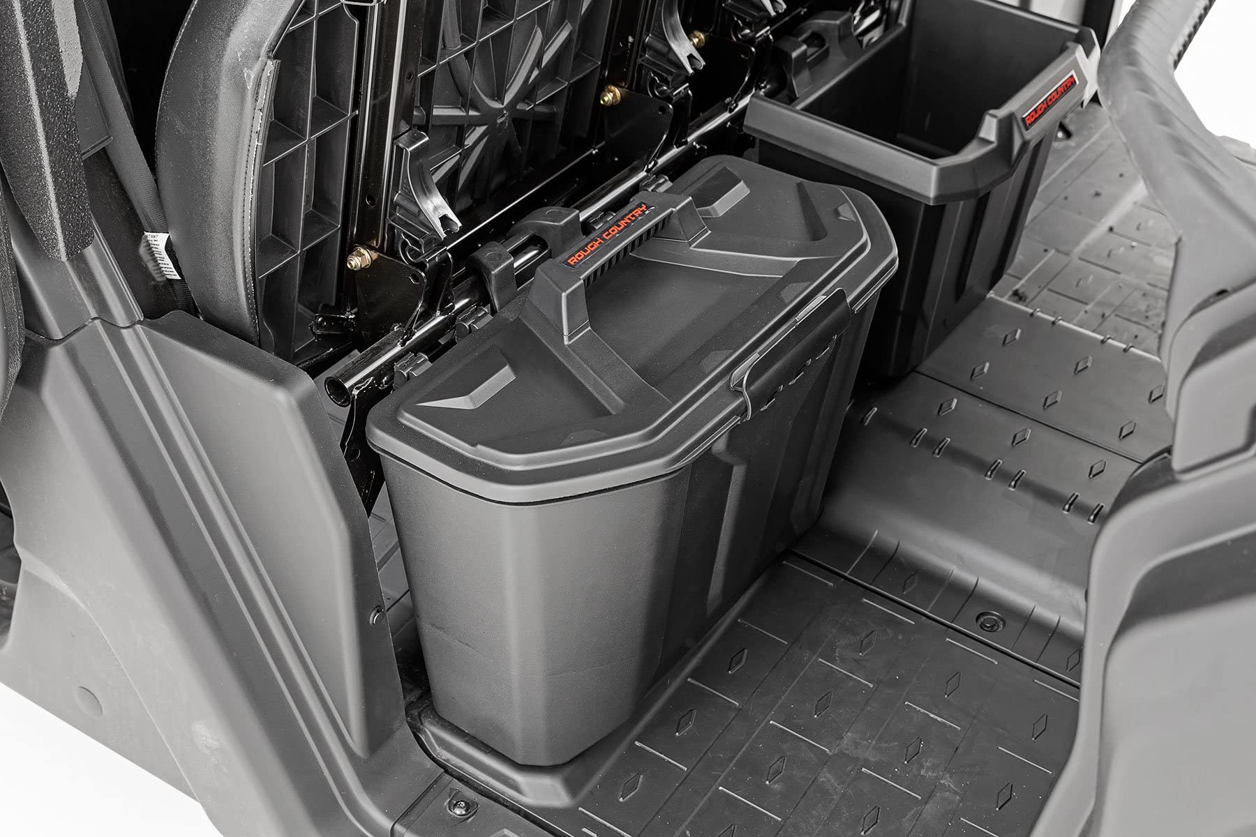 Rough Country Under Seat Storage Box for Can-Am Defender HD5 / HD8 / HD9 / HD10 (2016–2025) - Drop-In Passenger Seat Organizer, Water-Resistant, 3.7-Gallon Storage Capacity