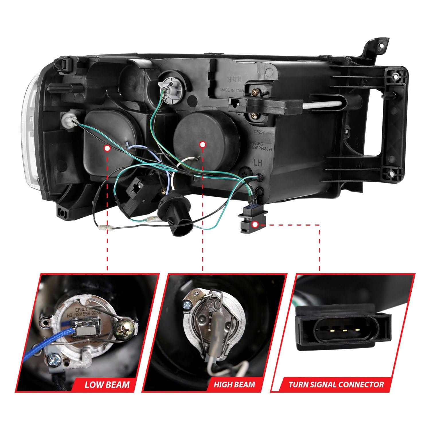 111490 Anzo, Usa Projector Headlamps Fits Dodge Ram 1500