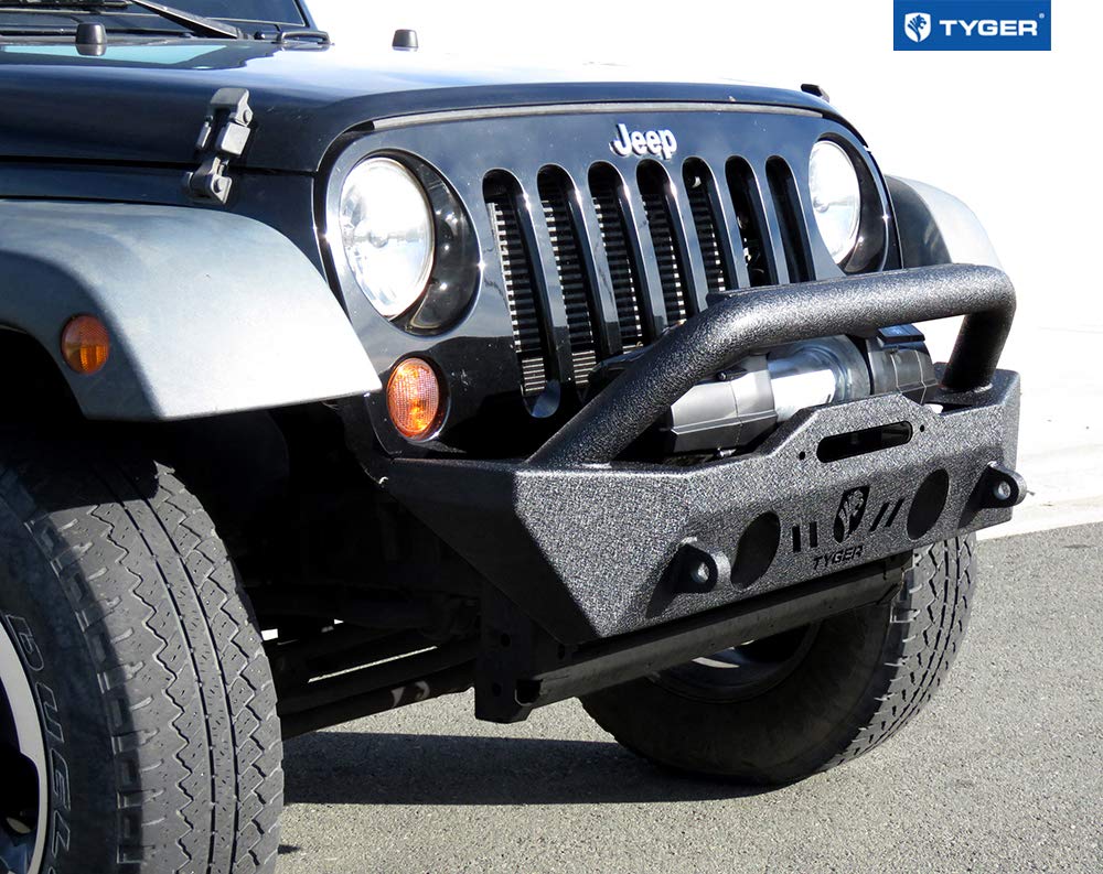 Tyger Auto Tyger Fury TG-BP6J70078 Stubby Front Bumper w/Winch Plate Compatible with 2007-2026 Jeep Wrangler JK/JL; 2020-2026 Gladiator | Textured Black