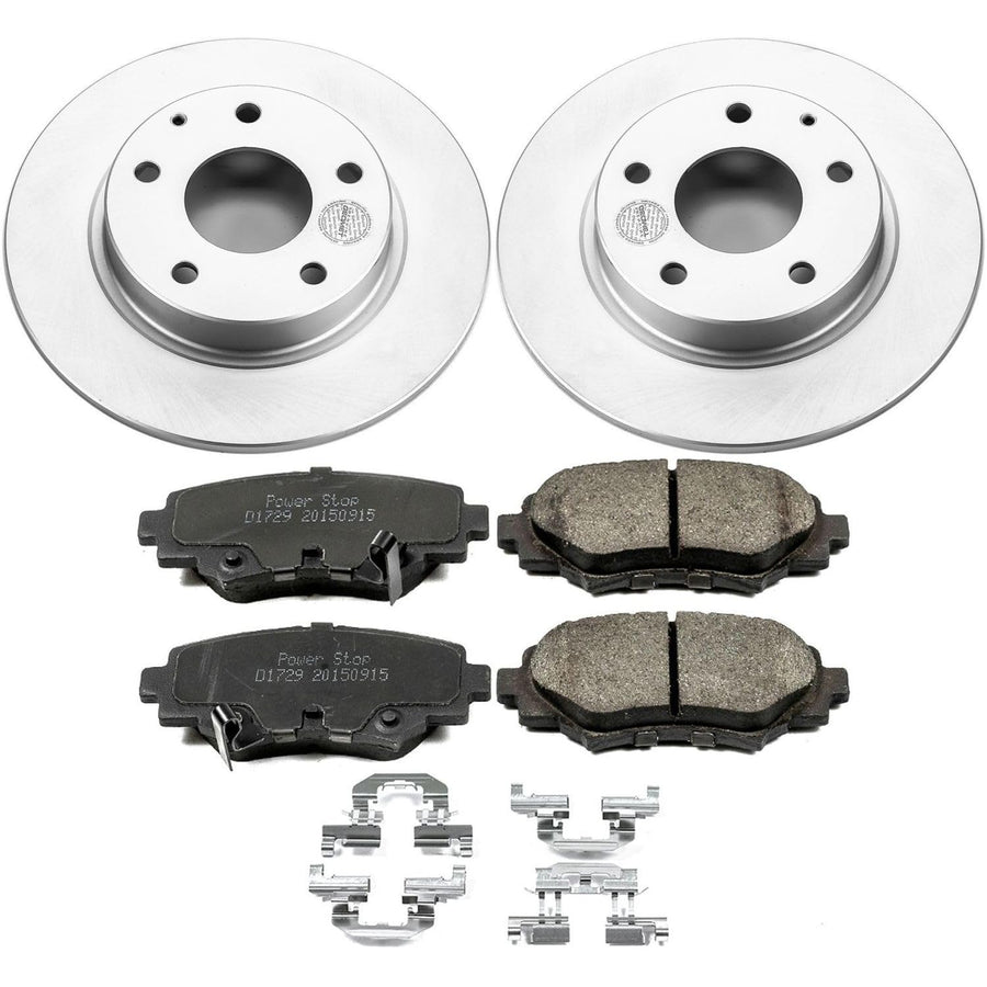 Power Stop Coated Brake Rotor and CRK6963 Ceramic Brake Pads- Rear For Mazda 3 2014-2016 [Model Specific]