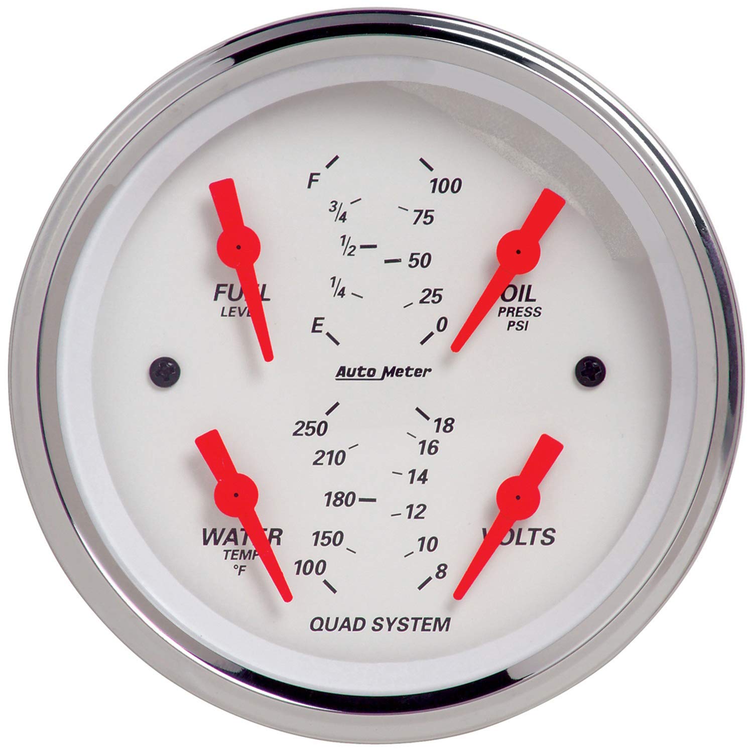 AUTO METER Arctic White Quad Gauge/Tach/Speedo Kit,3.375 in. 1309