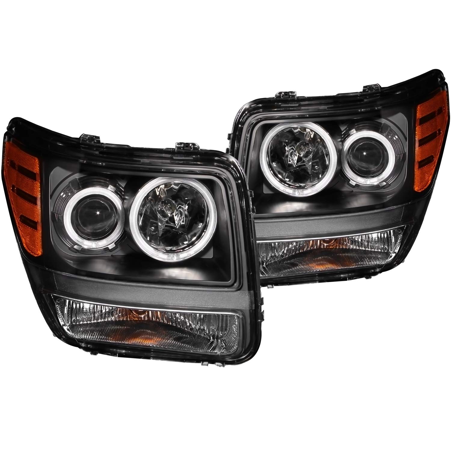 Dodge Nitro Anzo USA 111140 Projector Halo Black Clear Amber Headlight Assembly - (Sold in Pairs)