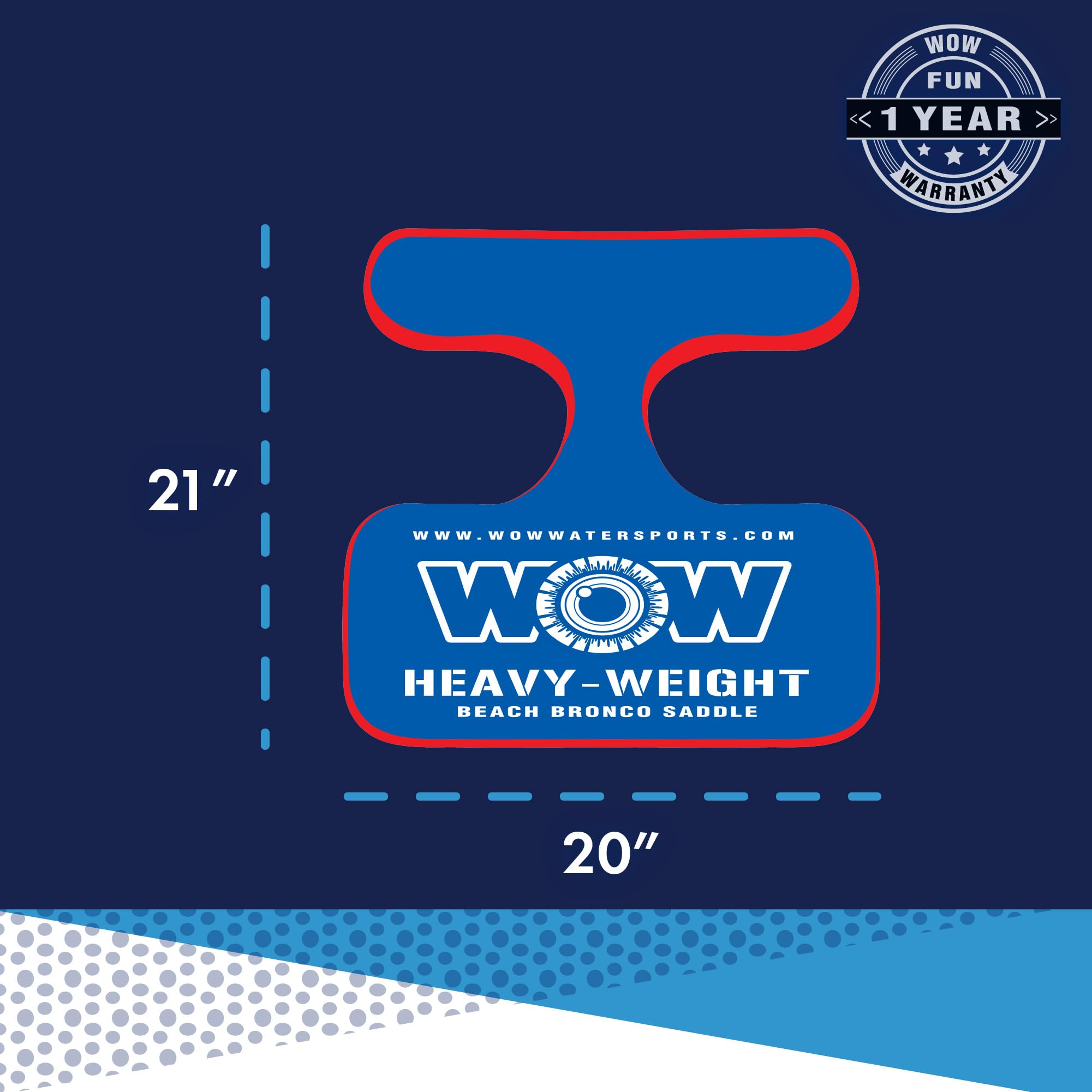 Water Saddle WOW Sports For Adults - Holds 300 LBS - Strong Foam Support - Poolside Seat Cussions - 21" x 20" x 2.4"