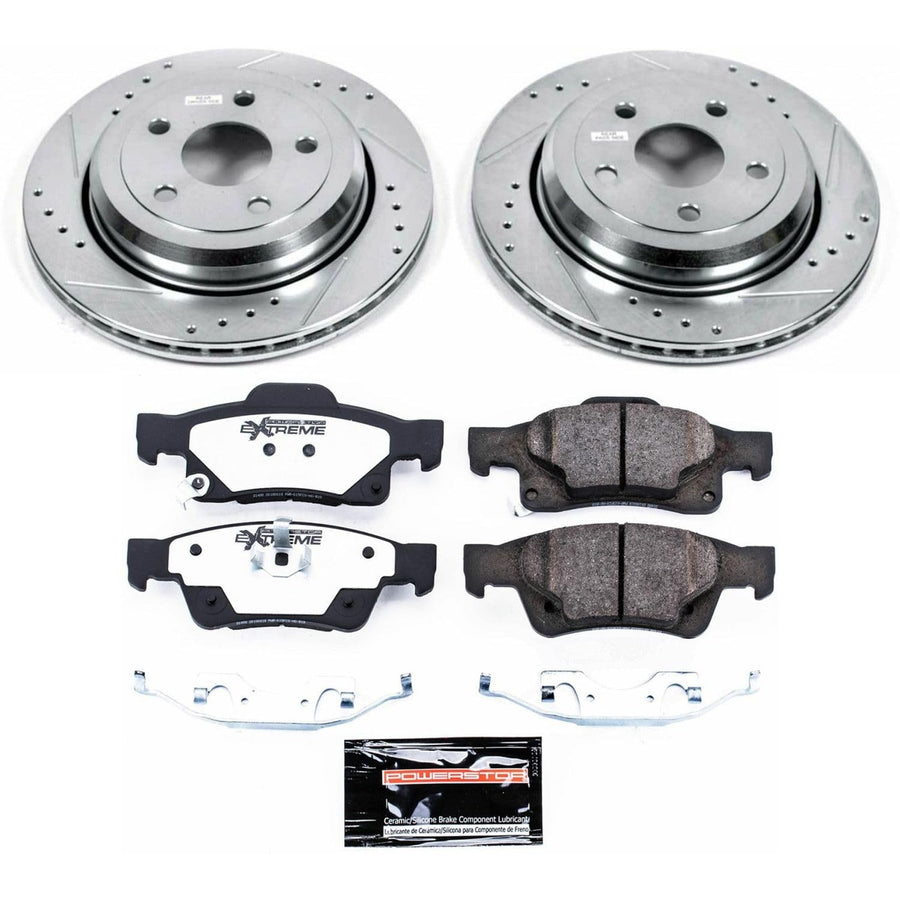 Power Stop K5953-36 Z36 Rear Truck & Tow Brake Kit, Carbon Fiber Ceramic Brake Pads and Drilled/Slotted Brake Rotors For Dodge Durango, Jeep Grand Cherokee, Jeep Grand Cheroke [Model Specific]