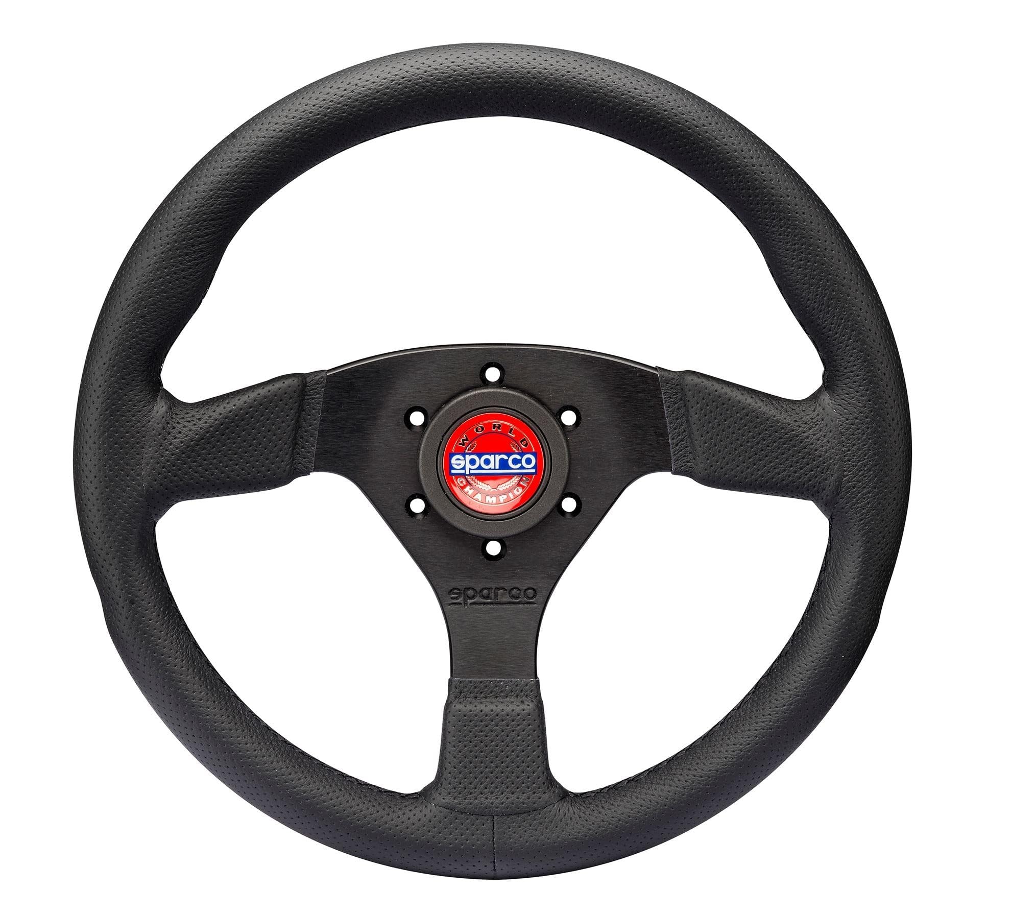STEERING WHEEL BLACK MOD.383 LEATHER PERFORATED SEWING