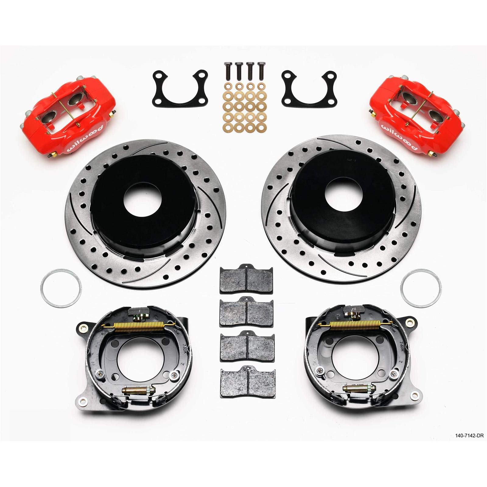 WILWOOD 140-7142-DR Park Brake Kit FDL P/S, Drilled, Red Big Ford 2.36" Offset, Currie, Blank