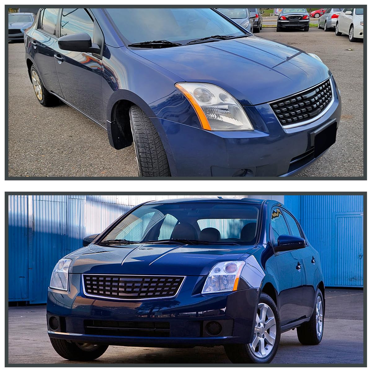 Chrome Headlights SPEC-D TUNING Compatible with 2007-2009 Nissan Sentra, Left + Right Pair Headlamps Assembly