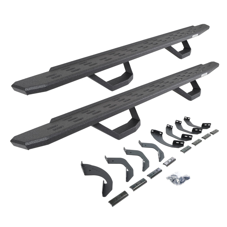 Go Rhino Running Boards RB30, Brackets, & 2 Pair of Drop Steps | Galvanized Steel, Protective Bedliner Coating | 6964358020T | Fits 2022-2024 Toyota Tundra Double Cab Pickup