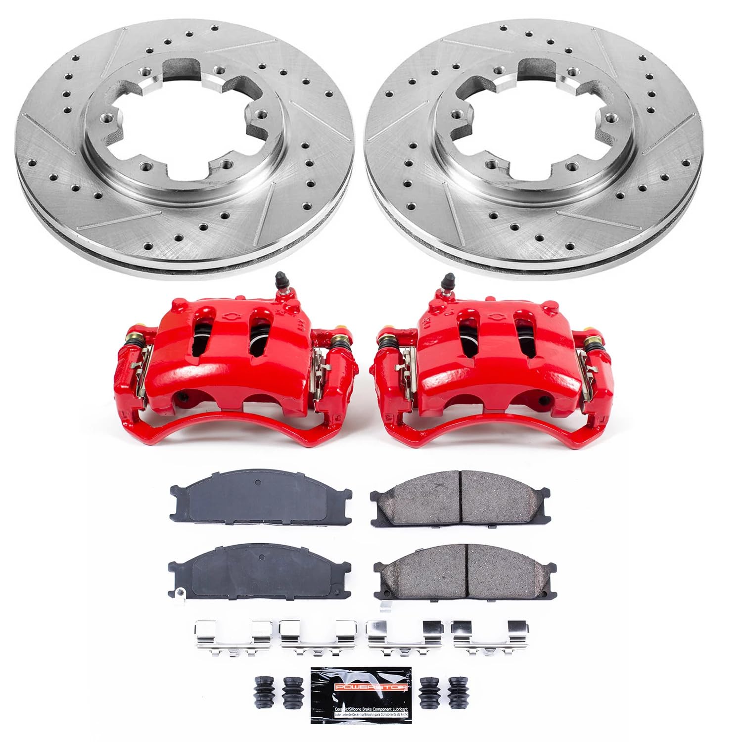 Power Stop Front KC4837A Z23 Evolution Sport Brake Kit (with Calipers) For Nissan D21 1993-1994, Nissan Frontier 2001-2002 [Model Specific]