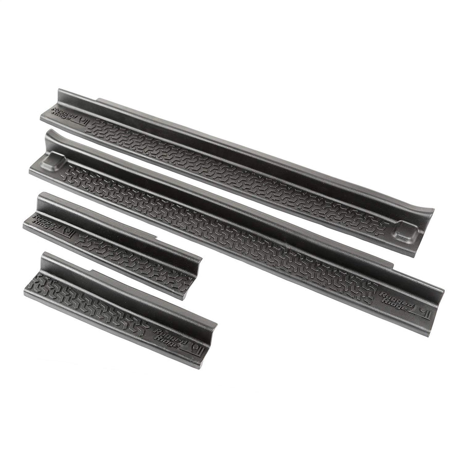 All-Terrain Rugged Ridge Entry Guards for Jeep Wrangler JKU | 4-Piece Set, No Drill | Black Thermoplastic | 11216.21 | Fits 2007-2018 Jeep Wrangler JKU 4-Door