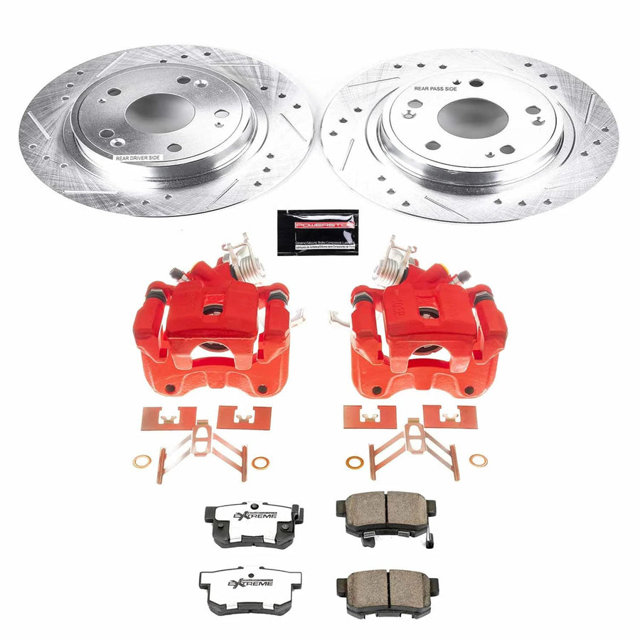 Power Stop Z26 KC3128-26 Rear Caliper Kit-Drilled/Slotted Rotors, Carbon Ceramic Brake Pads, Calipers For Honda Accord 2005-2007 [Model Specific]