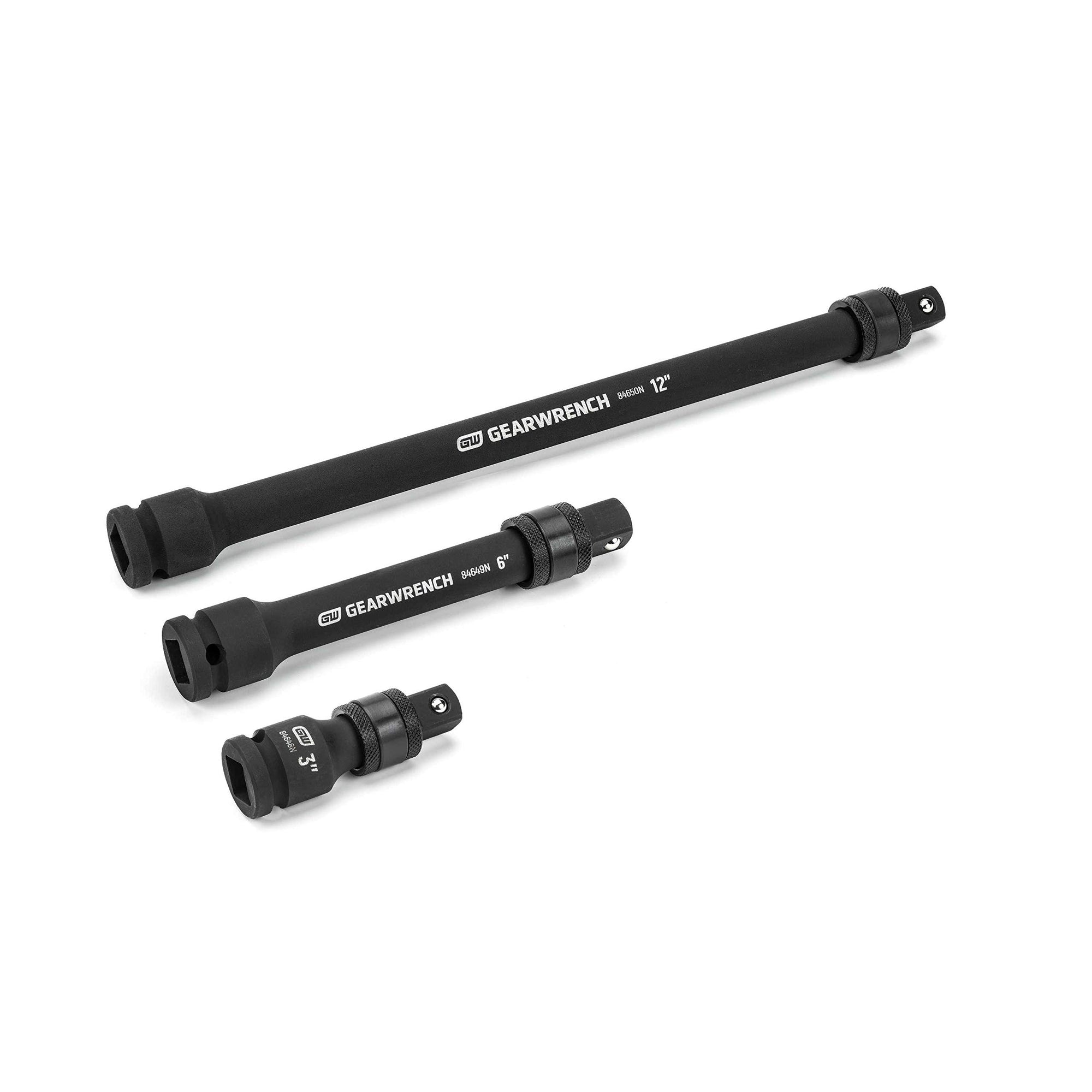1/2" Drive GEARWRENCH Locking Impact Extension Set Includes 3", 6" & 12" - 84951N 3 Pc.