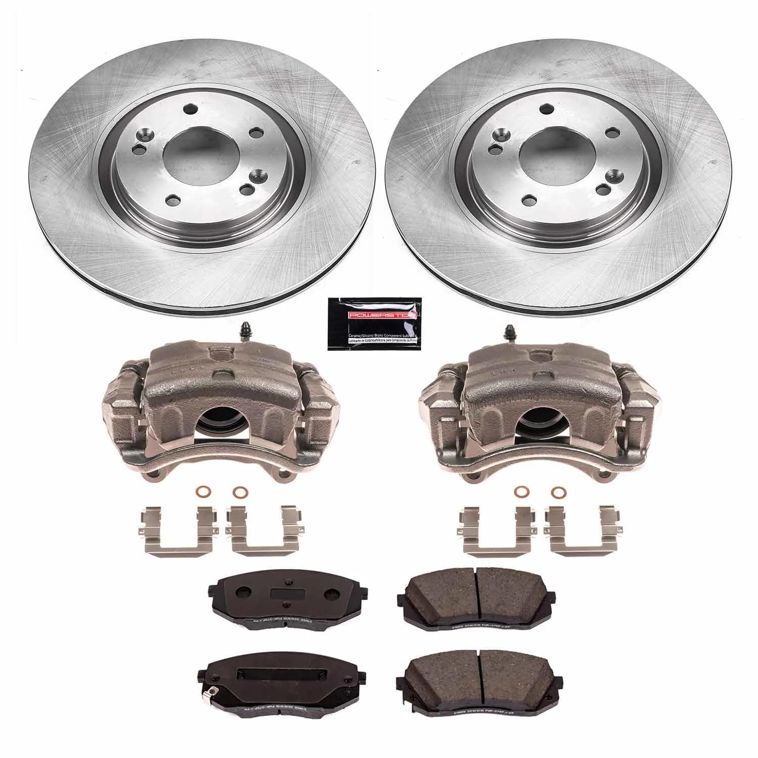 Power Stop Autospecialty KCOE7509 Front Brake Caliper Kit- Brake Rotors, Brake Pads & Calipers For Hyundai Sonata 2016-2019, Kia Optima 2016-2019 [Model Specific]
