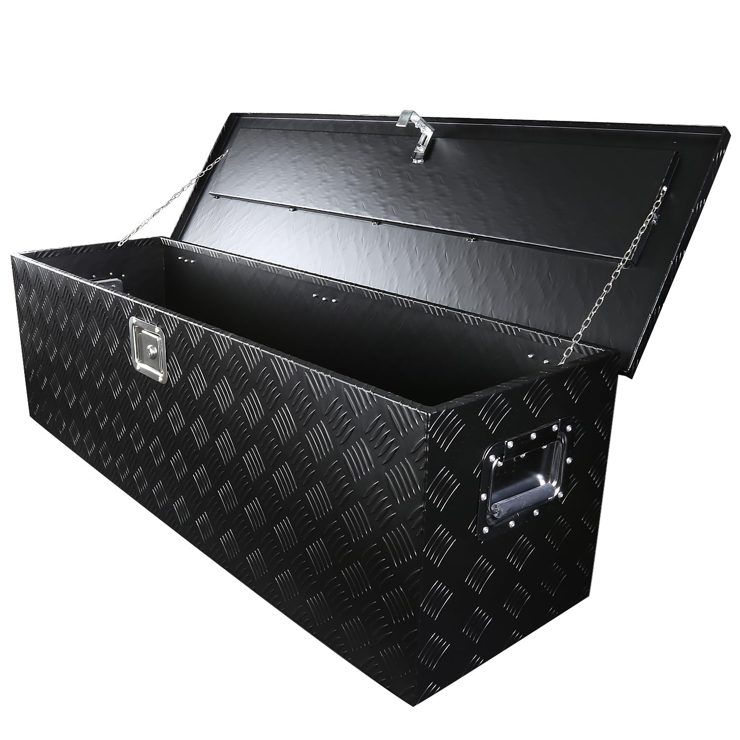 Truck Pickup Bed Spec-D Tuning Utility Chest Aluminum Black Tool Box Trailer Storage W/Lock Key 49x15x15