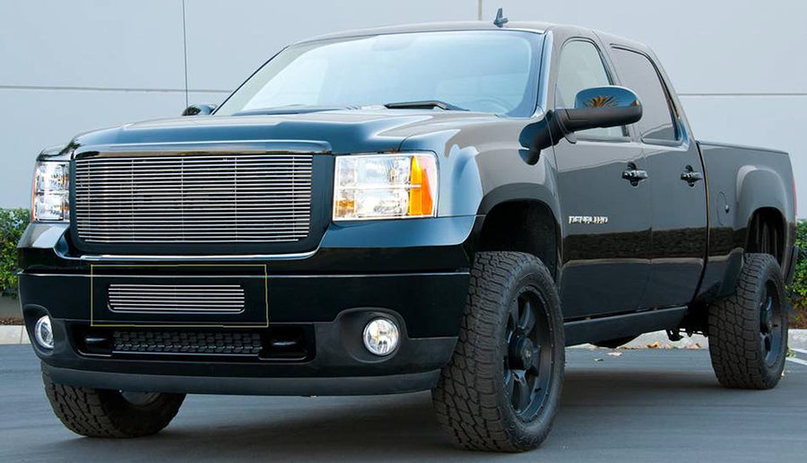 Horizontal T-Rex 25209 Aluminum Polished Finish Billet Bumper Grille Bolt-on for GMC Sierra 2500HD/3500