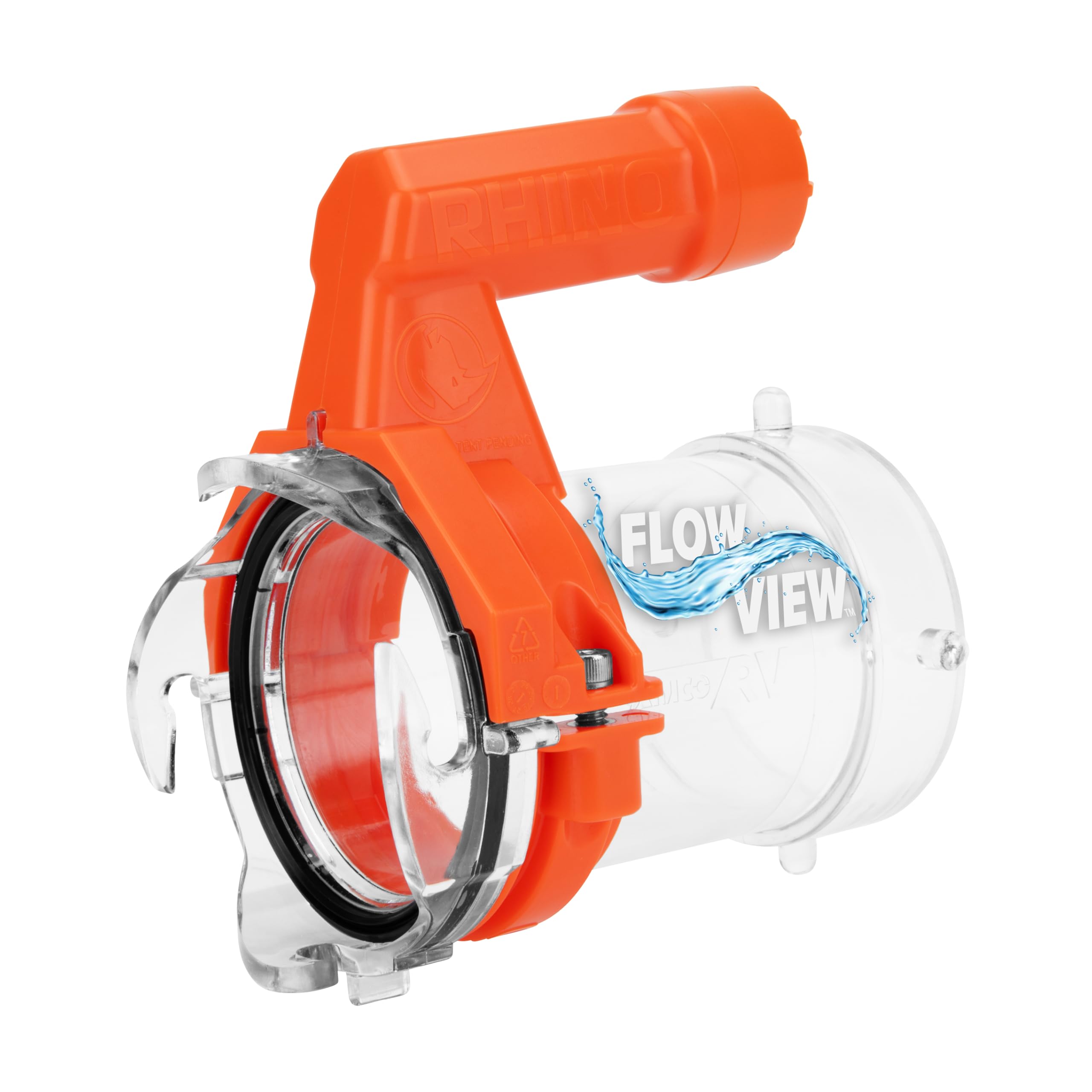 Rhino RV Sewer Hose Extender PRO Camco – 5″ Sewer Hose Extension — Torque-Grip Handle with Built-in LED Flashlight — The Easiest Way to Connect Your RV Sewer Hose (39570)