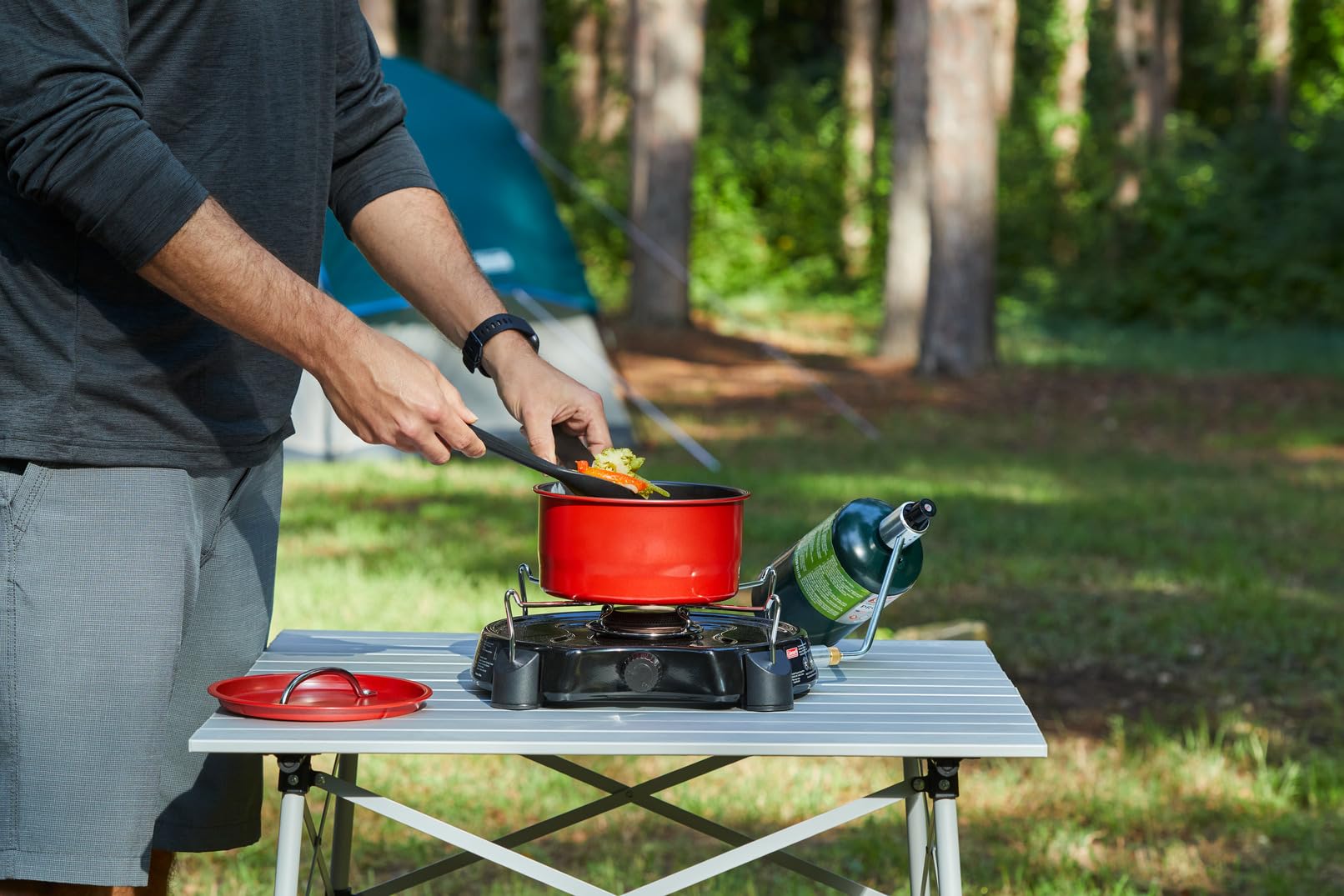 Coleman 7,500 BTU PowerPack Propane Camping Stove, Portable Adjustable Burner with Precise Temperature Control Fits 12-Inch Pan, Great for Camping, Hunting, Backpacking, Tailgating, & More