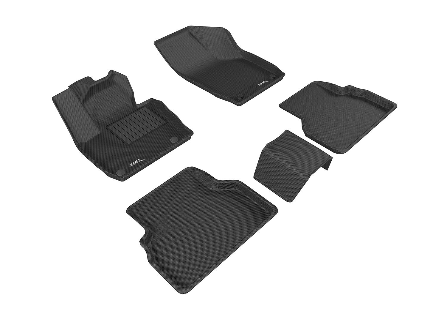 Complete Set 3D MAXpider L1AD03901509 Custom Fit All-Weather Floor Mat for Select Audi Q3 Models - Kagu Rubber (Black)