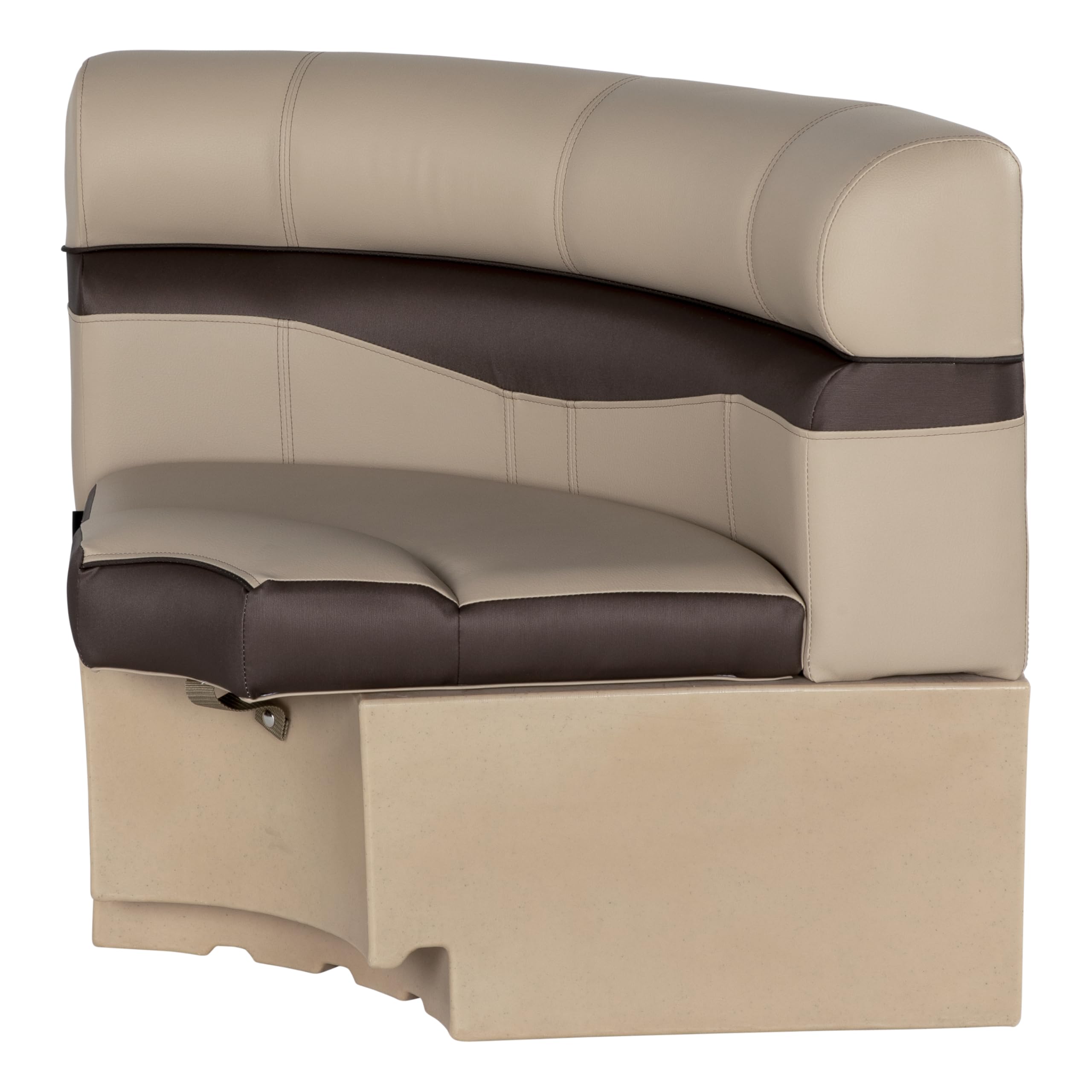 Rockport Series Lippert 32" Radius Pontoon Corner Seat, Measures 32" L x 28.5" W x 30" H, Marine-Grade Vinyl, High-Density Foam, Easy Installation, Fits Most Pontoons, Sand – 20221094113