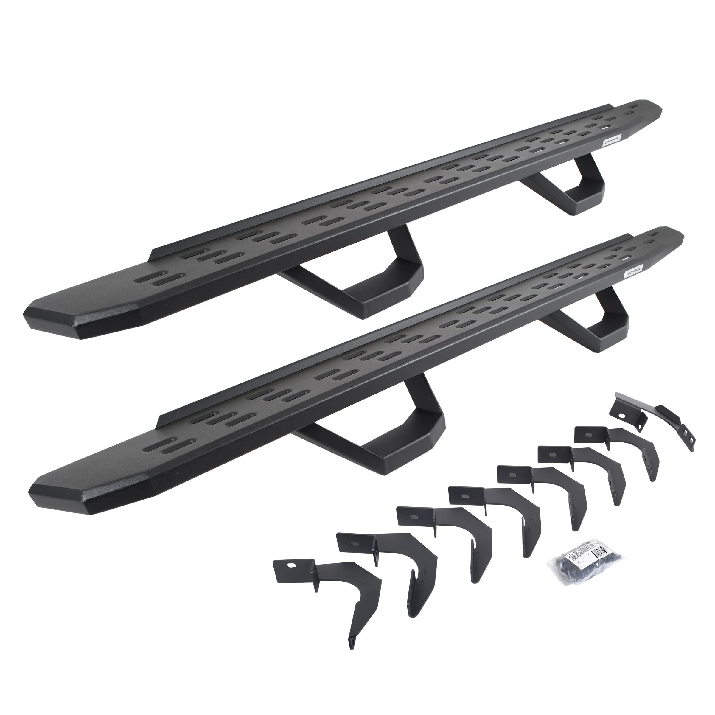 Go Rhino Running Boards RB30, Brackets, & 2 Pair of Drop Steps | Galvanized Steel, Textured Black | 6962358020PC | Fits 2015-2024 Chevrolet Colorado & GMC Canyon Crew Cab Pickup