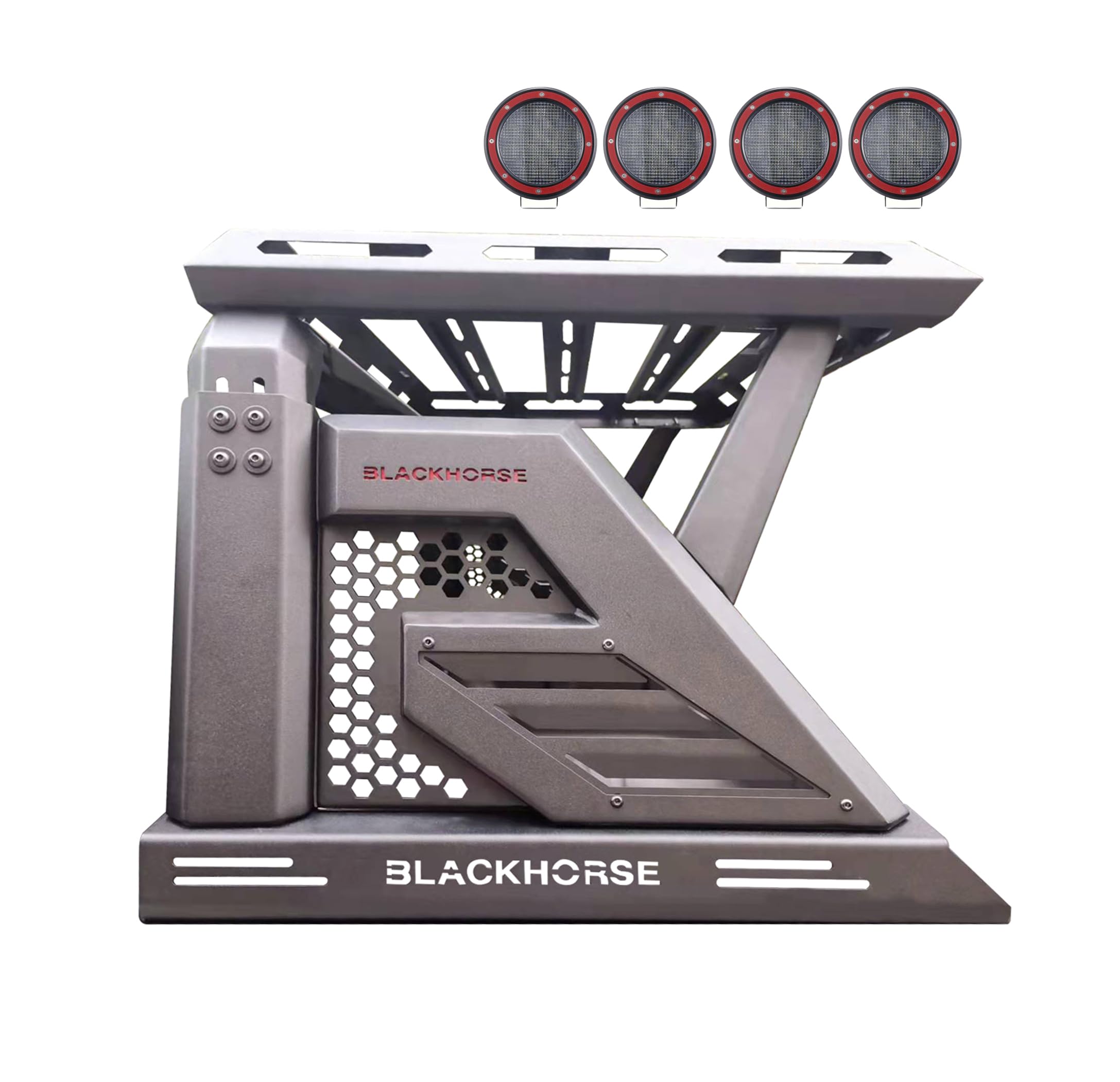 Armour II Black Horse Off Road Roll Bar W/Basket Kit Black Compatible with 2019-2022 Ford Ranger-AR2-07BA3-PLFR