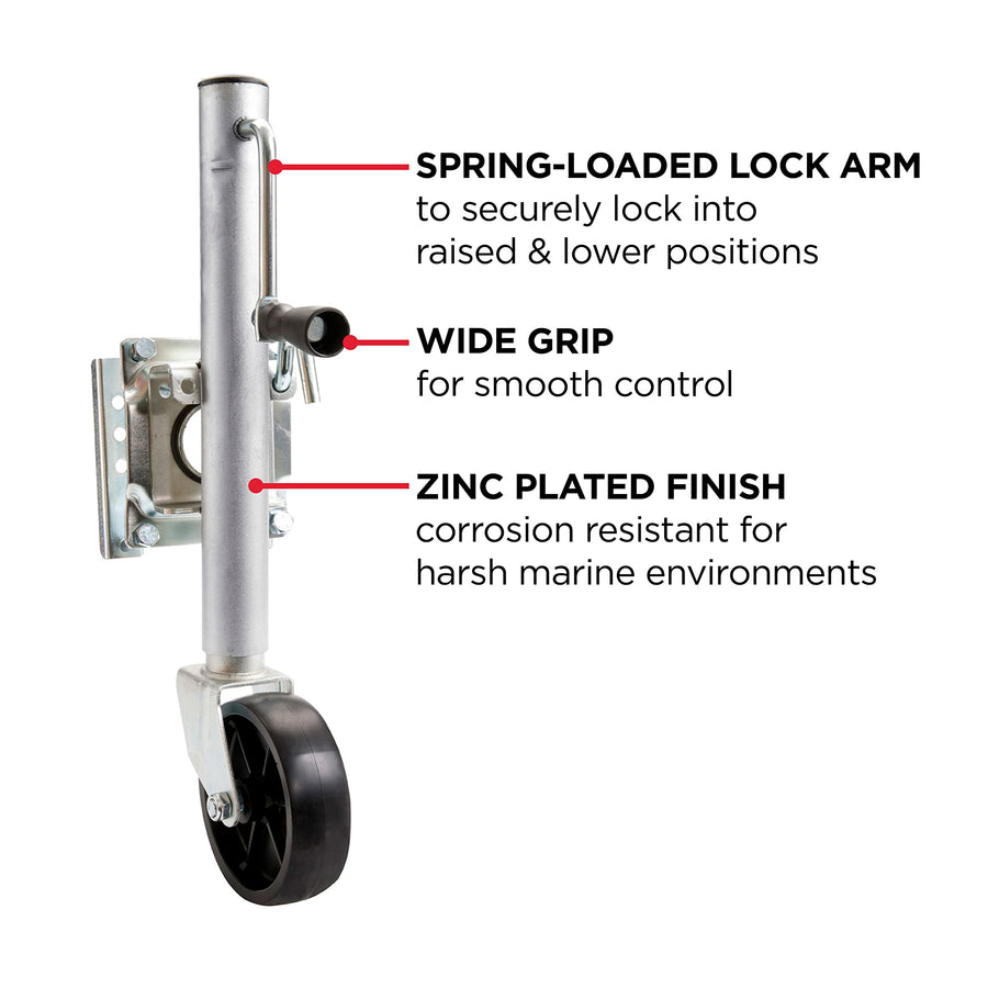 Side Wind TOWSMART, Swing Down, Bolt-on Trailer Jack, 1,000 lb. Capacity, 10 in. Lift