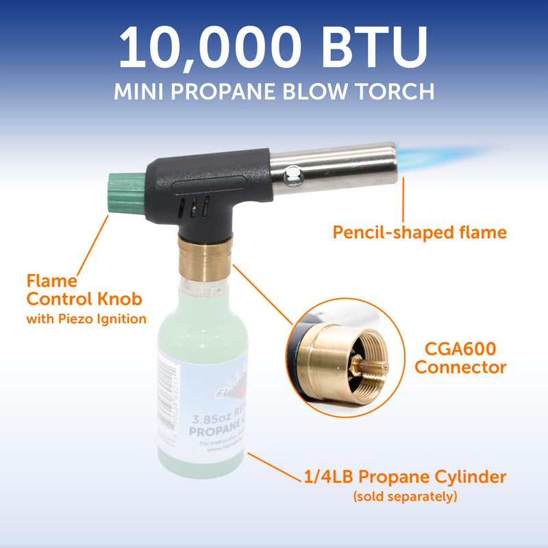 Flame King Mini Propane FK-PV777CGA Blow Torch Head 10,000 BTU for Kitchen, Soldering, Searing, Charcoal/Fire Pit Lighting