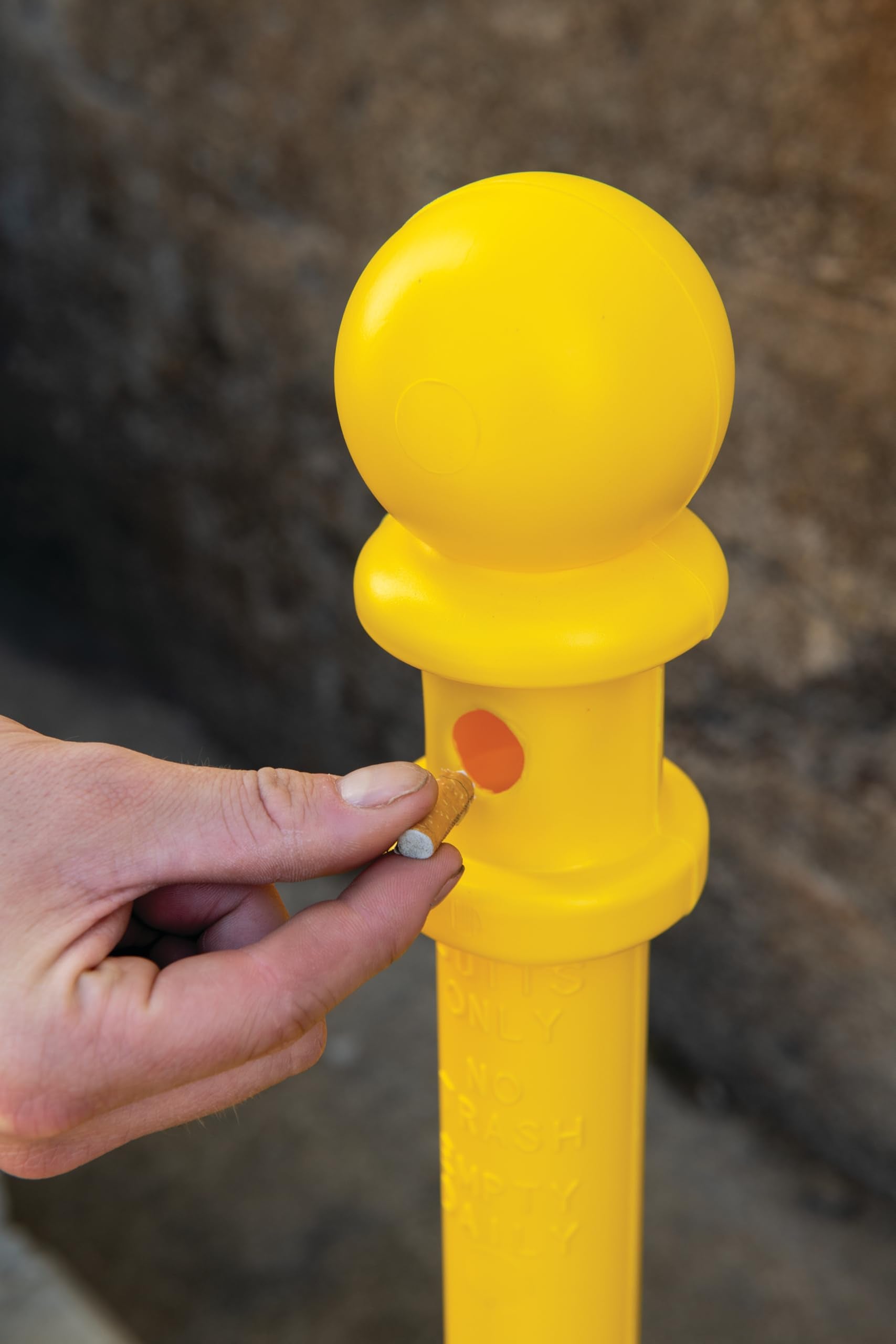 Eagle Poly Tube Cigarette Butt Receptacle, 1202 Galvanized Steel, 2-1/2 Gallon Capacity, 35" Height, 11" Diameter, Yellow