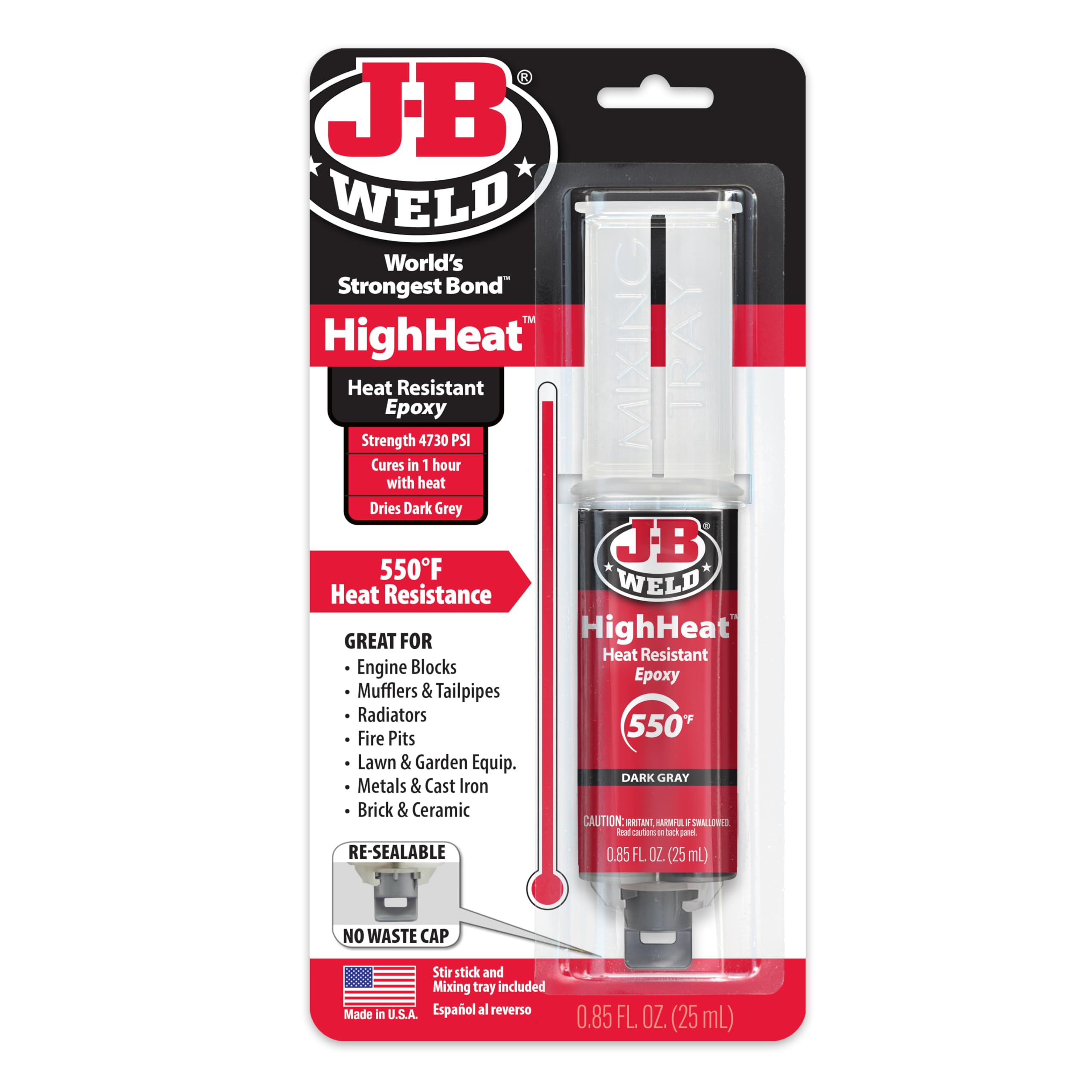 High Heat J-B Weld Epoxy Syringe, Dark Grey