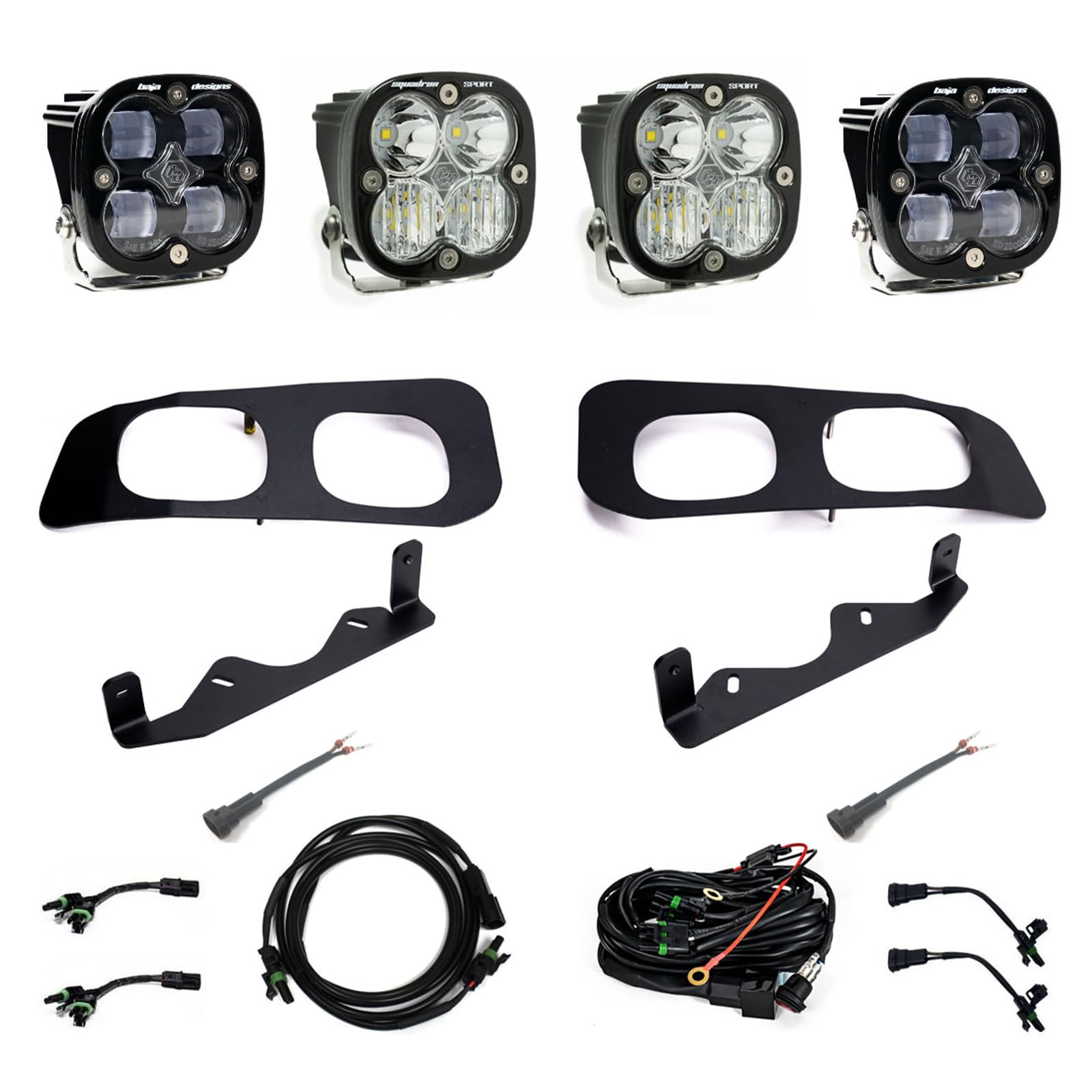 Baja Designs Fog Pocket Light Kit Dual Squadron Sport SAE for Ford Super Duty Truck 23-On with Toggle Harness, Clear