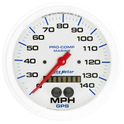 Speedometer Auto Meter 200647, 5", 140Mph, GPS, Marine White