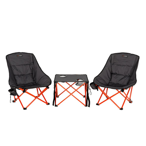 Lippert 3-Piece Baja Overlanding Chair & Table Set, 600-Denier Polyester Folding Chairs, Dual Cupholders, Innovative Scoop for Ultimate Comfort, Fold-up Convenience - 2023053719