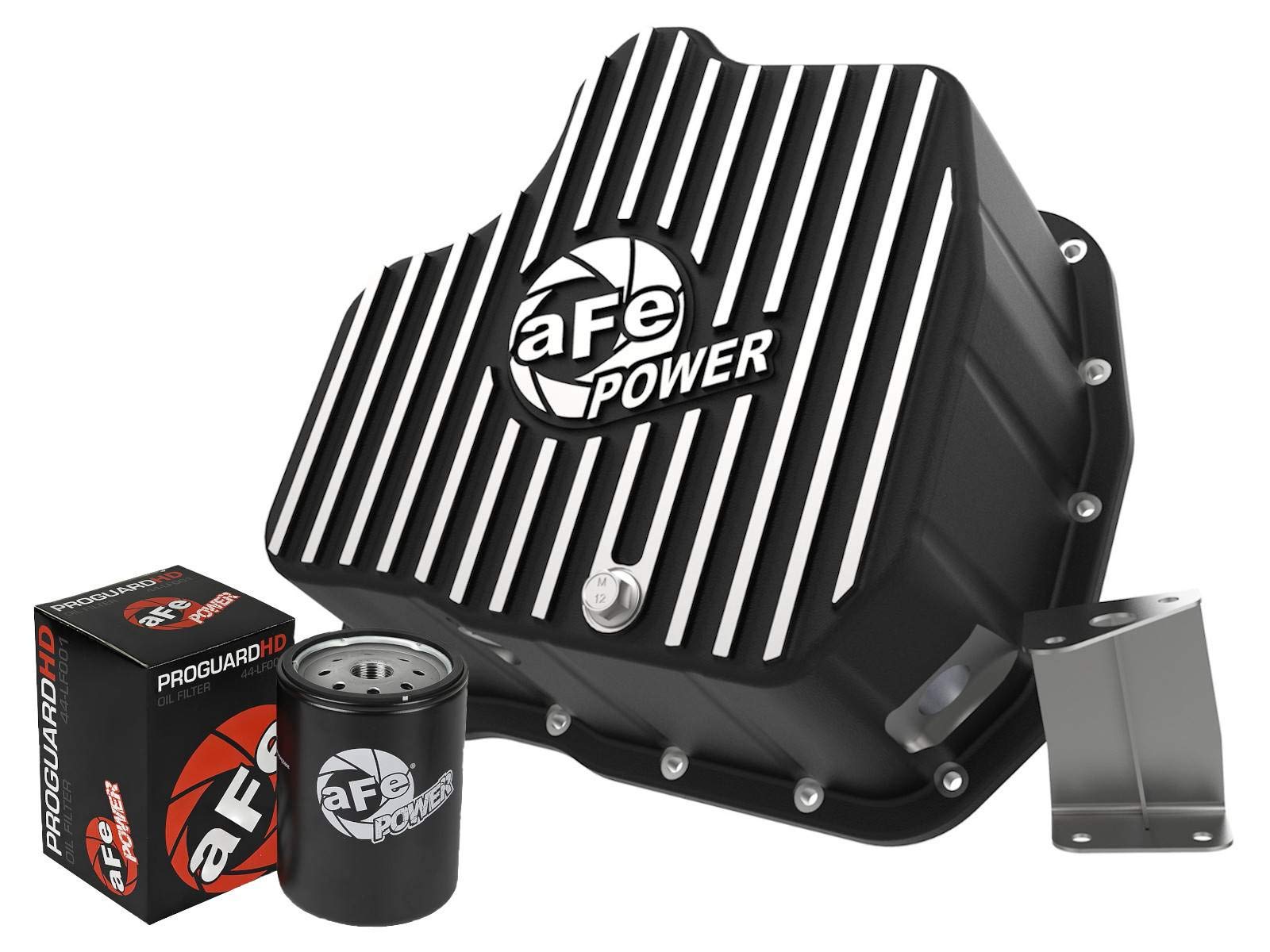 aFe Power Black Finish Engine Oil Pan, Machined Fins