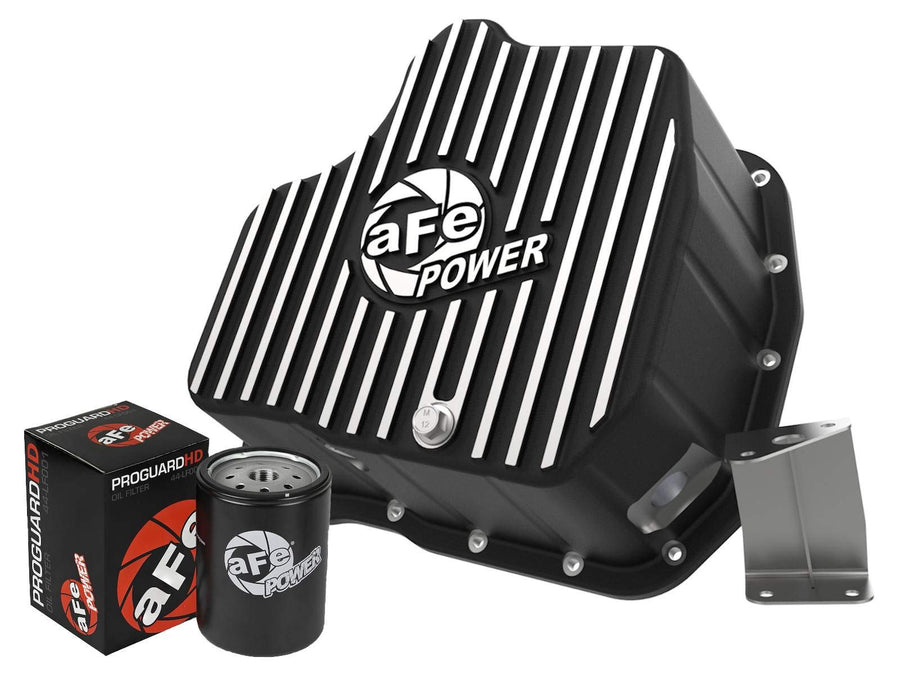 aFe Power Black Finish Engine Oil Pan, Machined Fins