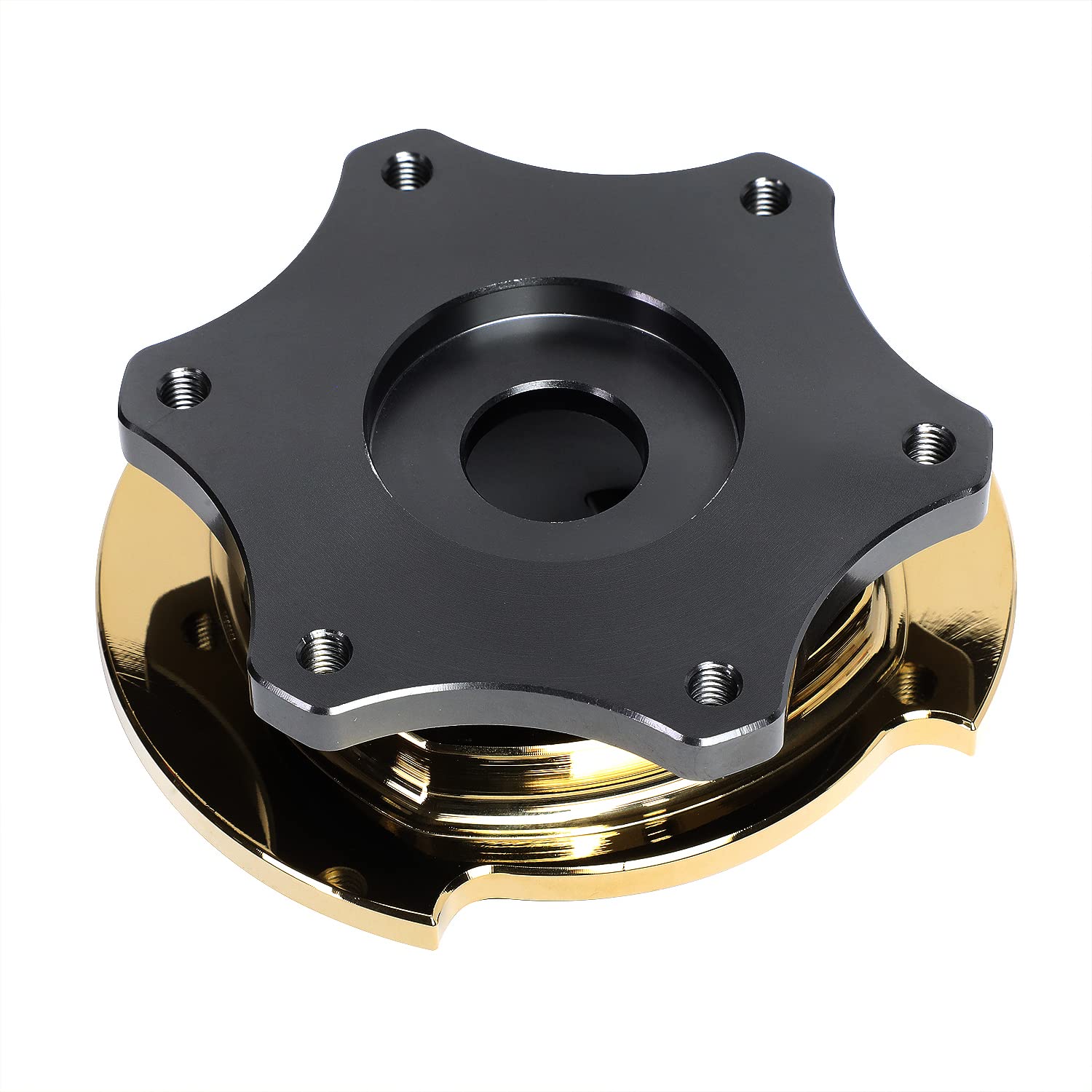 NRG Innovations SRK-R200GM-CG 6-bolt SFI 42.1 Spec D Shaped Quick Release Adapter,Gun Metal Quick Release/Chrome Gold Ring