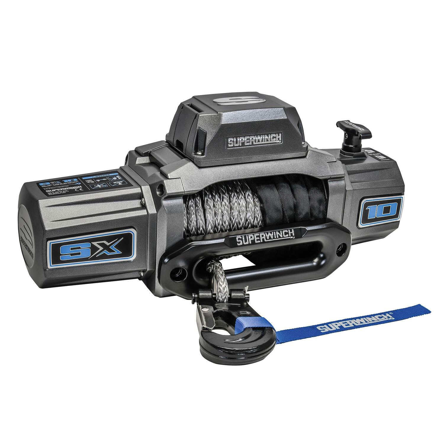 SX10SR Superwinch 1710201 12V DC Winch 10,000 Lb/4,536 Kg Single Line Pull With Hawse Fairlead, 3/8in X 80ft Synthetic Rope, Corded Handheld And Wireless Remote
