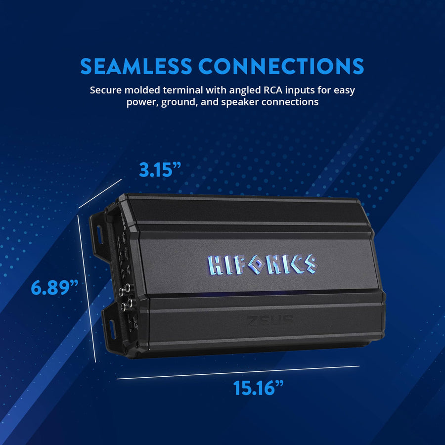Hifonics Delta Zeus 1,350 Watt Compact 4 Channel Nickel Plated Mobile Car Audio Amplifier with Auto Turn On Feature, ZD-1350.4D, Black