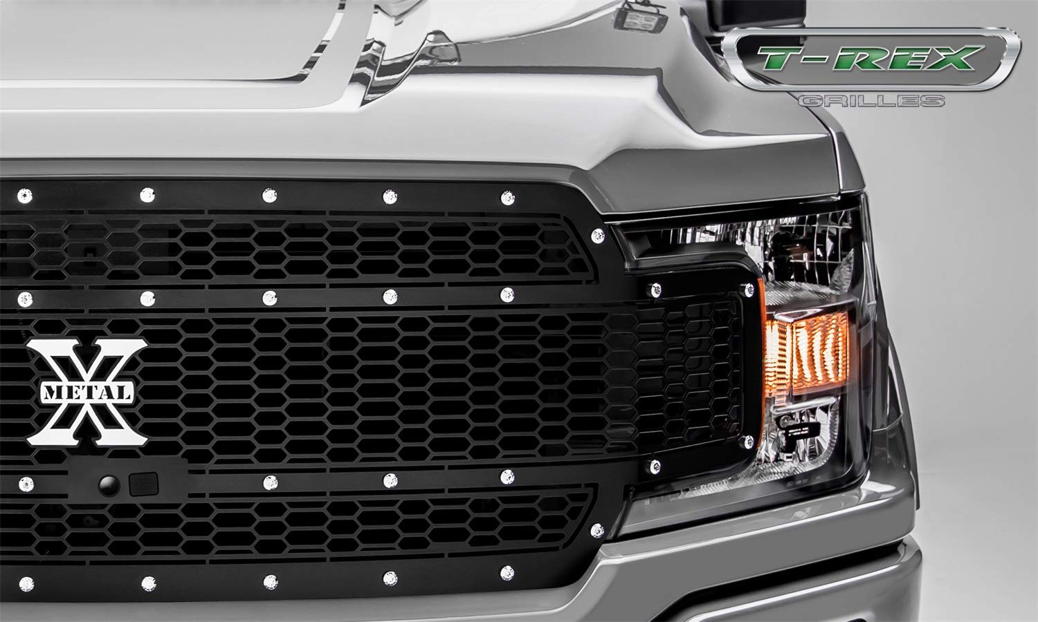 Laser X Grille 2018-2020 F-150, Black, 1 Pc, Replacement, Chrome Studs, Fits Vehicles with Camera - PN #7715891