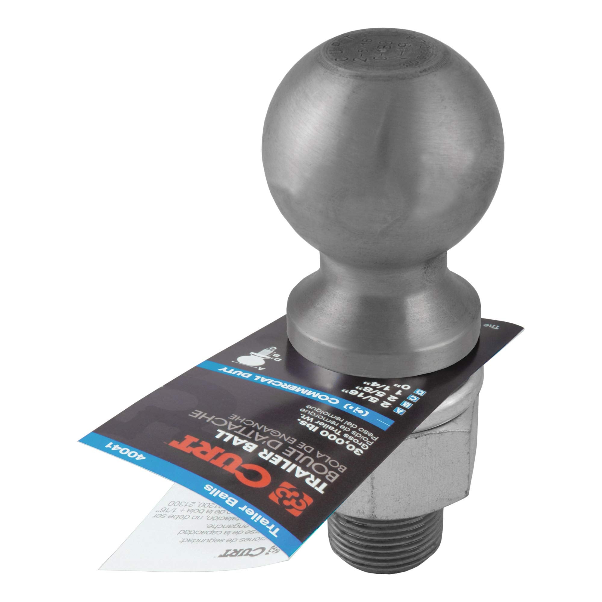 CURT 40085 Trailer Hitch Ball Raw Steel, 30,000 lbs, 2-5/16-Inch Diameter, 1-1/4 x 2-5/8-Inch Shank