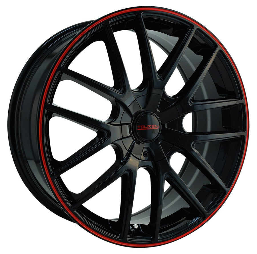 17x7.5 TR60, Bolt Pattern: 5x112/120, Offset: 42, BLACK/RED RING, set of 1