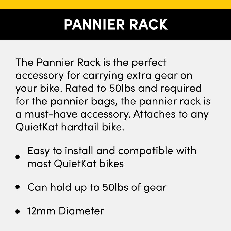 QuietKat Pannier FatKat Rear Bike Rack, Lightweight High Strength Aluminum Detachable - 17" Hardtail Frame Delivered After June 2020 (Black) (18QKRPR)