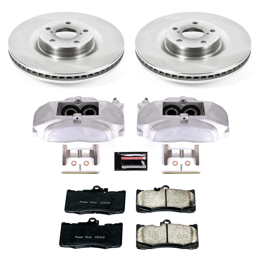 Power Stop Autospecialty KCOE6355 Replacement Front Caliper Kit-Rotors, Ceramic Brake Pads, Calipers