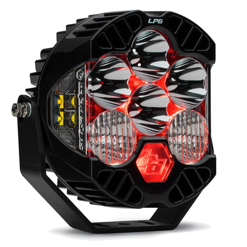 Baja Designs LP6 Pro LED Light Pod - Backlighting with Off Road Lighting for Jeep, Truck, Motorcycle, UTV, ATV, Lifetime Protection, Clear Driving Combo Lens (Red Backlight)