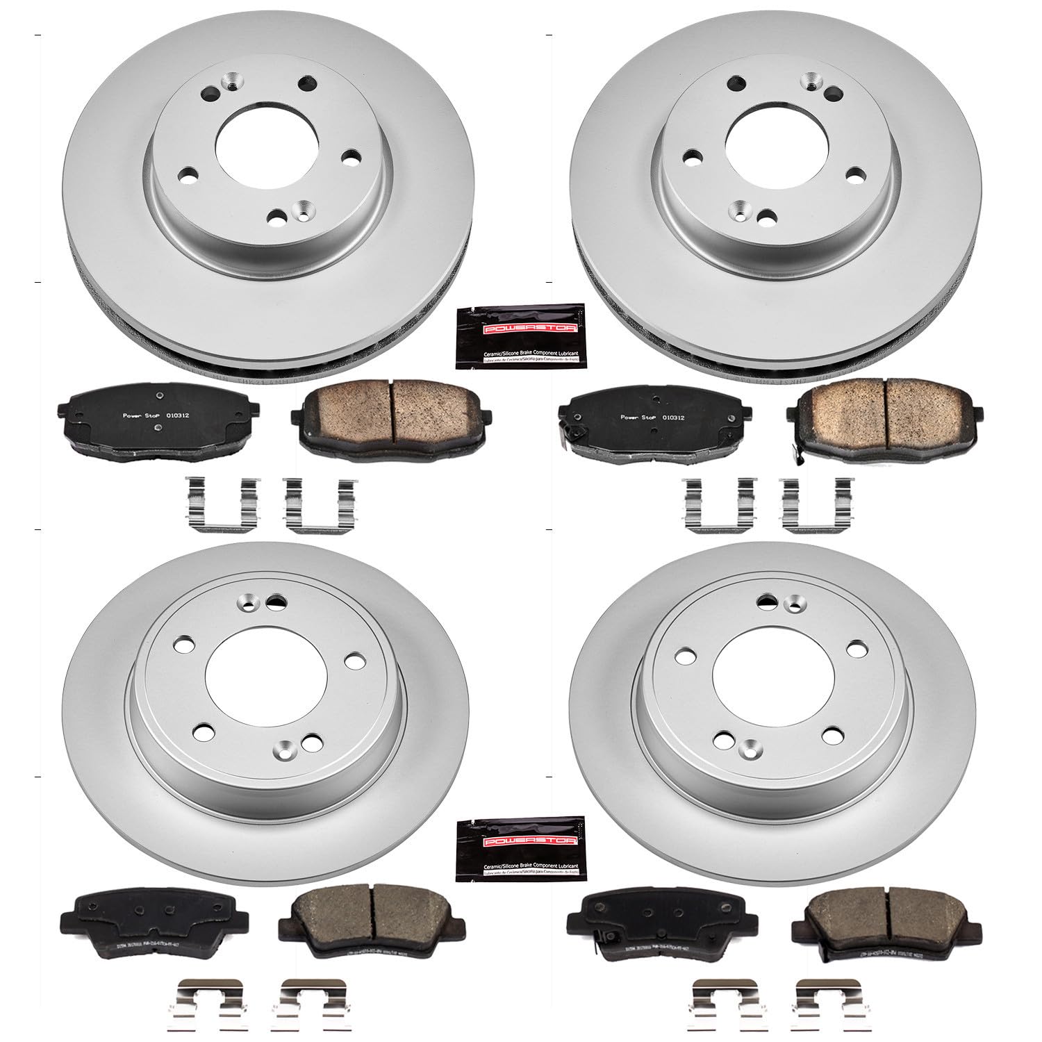 Power Stop Z17 Evolution Geomet Coated Brake Kit Front and Rear For Kia Soul 2014-2016 [Model Specific]