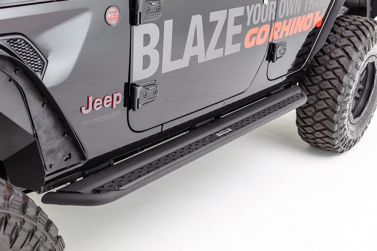 Dominator Xtreme Go Rhino DSS Sidestep & Brackets | Mild Steel, Textured Black | DSS4205T | Fits 2019-2023 Ram 1500 Classic Crew Cab; 2010-2024 Ram 2500, 3500 Crew Cab & Others (See Description)