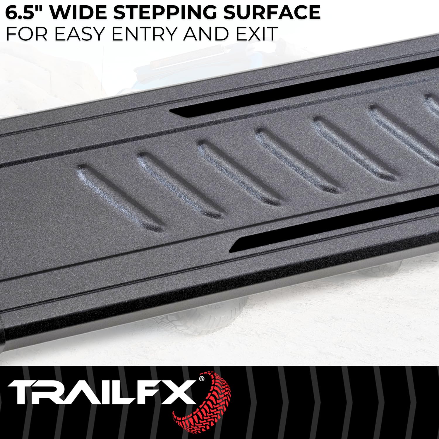 TrailFX Running Boards Aluminum Fits 2019-2025 Ram 1500 Matte Titanium Black Powder Coated 6.5-Inch Wide Welded End Caps Quick Track Mount Set of 2 TrailFX AL6013B Truck Side Steps