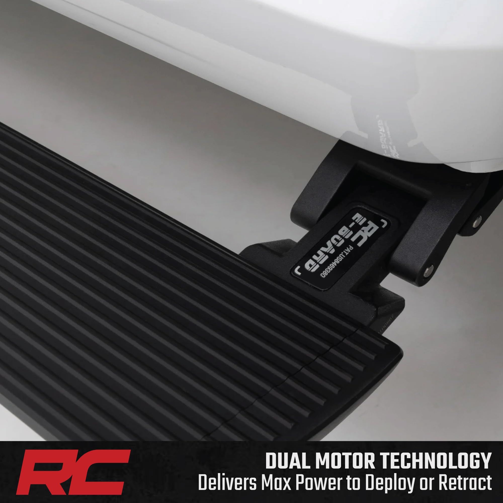 Rough Country Power Running Boards with LED Step Lights for Quad Cab Ram 2500/3500 (2010-2025) - Retractable Electric Side Steps, Non-Slip Aluminum Design