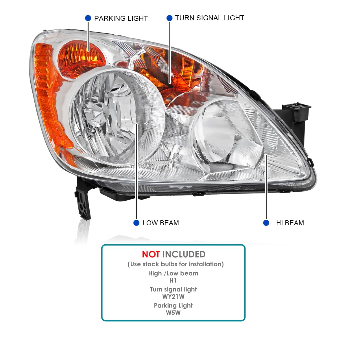 Chrome Headlights SPEC-D TUNING Compatible with 2005-2006 Honda CR-V models made in Japan only