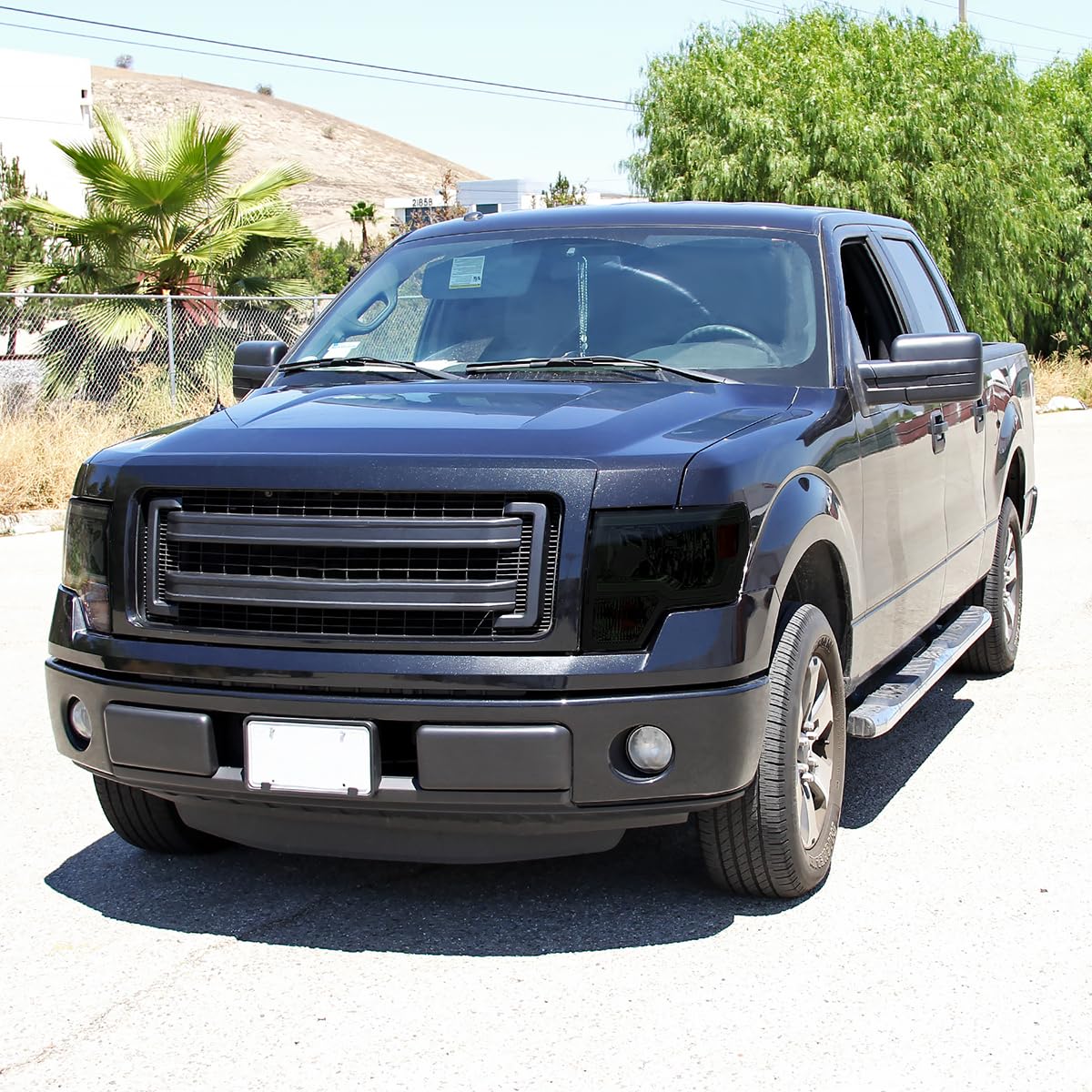 Smoke Headlights w/LED Tube SPEC-D TUNING Compatible with 2009-2014 Ford F150 F-150, Left + Right Pair Headlamps Assembly