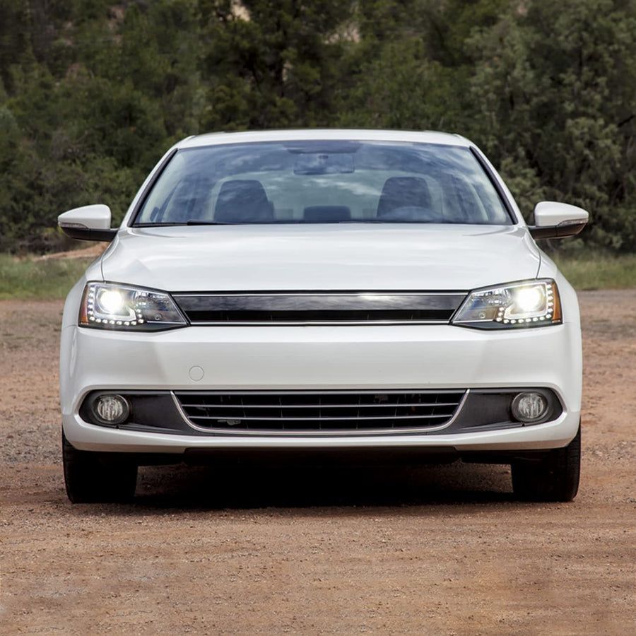 Chrome Fog Lights SPEC-D TUNING + 9006 Bulbs + Switch Compatible with 2011-2014 Volkswagen Jetta 4Dr, L+R Pair Assembly